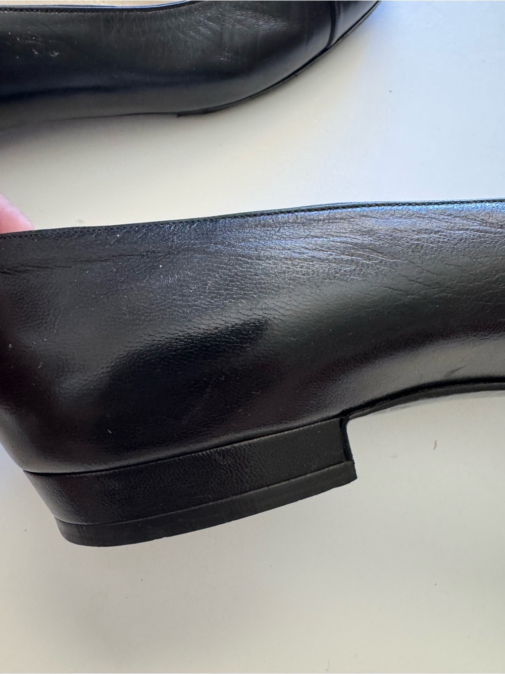 Vintage CHANEL Classic Black Leather Cap Toe Ballet Flats size 8.5 - Picture 14 of 15